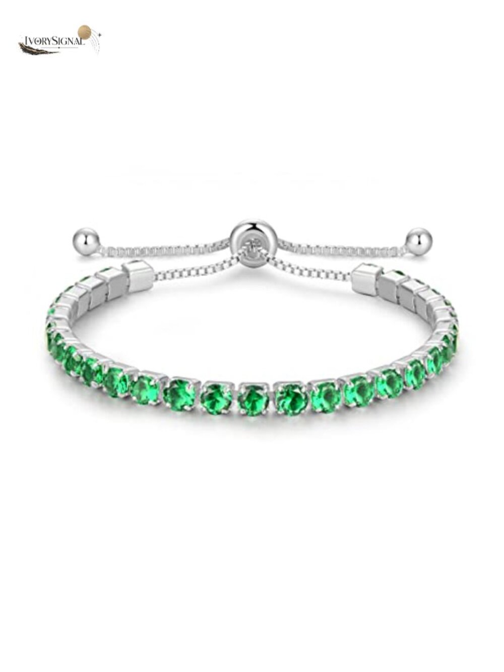 Sterling Silver Birthstone Tennis Bracelet 4mm Adjustable Bolo 9.5"